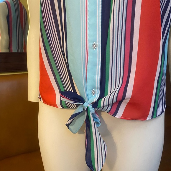 Banana Republic ❤️sheer top-multi color stripes Size XS Excellent condition - Picture 2 of 5